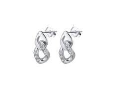 S925 Silver CZ Chain Link Dangler Ohrringe SE358 Kubanische Glieder Ohrringe Geschenk für Sie, Sterling Silber Zirkonia, Zirkonia von Fine Facets