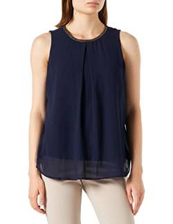 Finejo Damen Sommer Ärmellos O-Ausschnitt Casual Chiffon Blusentop Solide Weste Bluse Tank Tops Camis Frauen T Shirt Tees Blau L von Finejo