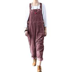 Damen Latzhose Casual Baggy Ärmellose Vintage Cord Strap Jumpsuits Hose von Finerun