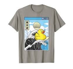 Happy Rubber Duck Surfen Kanagawa Wave Kawaii Vaporwave T-Shirt von Finest Japanese Aesthetic By Tokyo Waves