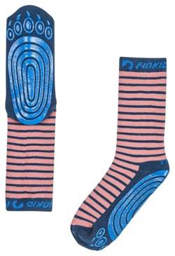 Finkid Tapsut Gestreift-Pink - Vielseitige bequeme Kinder Antirutsch-Socken, Größe EU 19-22 - Farbe Rose - Navy von Finkid
