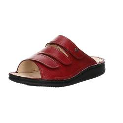 Finn Comfort Damen Pantoletten Sandalen Korfu Pantolette Glattleder Bequem Freizeit bedruckt Korfu Pantolette blau Klettverschluss von Finn Comfort