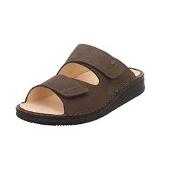 Finn Comfort Herren Pantoletten Sandalen RIAD Pantolette Veloursleder Fußbett Bequem Freizeit uni pantolette schlappen haussschuhe eias braun wechselfußbett klettverschluss von Finn Comfort