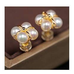 Boucles d'oreilles en perles d'eau douce brillantes de 5 à 6mm, trèfle à quatre feuilles, Design féminin, bijoux en or 14K von Finoti