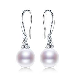 Boucles d'oreilles rondes en perles d'eau douce violet clair en argent S925, cadeau pour filles, deux bijoux disponibles (couleur : A, taille : 9-9,5 mm) (A 7b8 mm) von Finoti