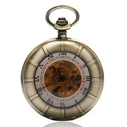 Finoti Herren-Taschenuhr, Double Full Hunter, mechanische Handaufzugs-Halsketten-Anhänger-Taschenuhr, Taschenuhr und Kette graviert von Finoti