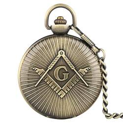 Finoti Herren-Taschenuhr, antike Overaize Big G Freemasons Bronze-Quarz-Taschenuhr, Taschenuhren für Herren von Finoti