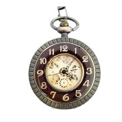 Finoti Holzgehäuse-Stil, mechanische Taschenuhr, antikes Skelett-Zifferblatt, Uhr mit Geschenkbox für Herren, Dropshipping/B von Finoti