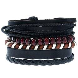 Handgefertigtes Armband-Armband für Männer und Frauen, Punk-Wrap, Herrenschmuck, Vintage-Armband aus gewebtem Leder von Finoti