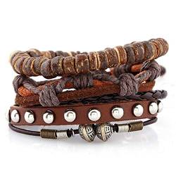 Handgemachtes männliches weibliches Armband-Armband Punk-Wrap? Vintage gewebtes Set Lederarmband Perlen DIY Armband Herrenschmuck Lederarmband von Finoti