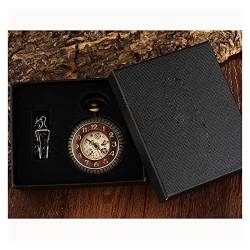 Holz Fall Stil Mechanische Taschenuhr Antike Skeleton Zifferblatt Kette Uhr mit Geschenk Box für Männer Dropshipping von Finoti