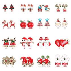 Finrezio 8-36 Paar Weihnachts Ohrringe Baumeln Ohrringe Set für Damen Mädchen Weihnachtsohrringe Weihnachtsbaum Ohrringe Weihnachtsgirlande Santa Ohrringe Party Geschenk von Finrezio