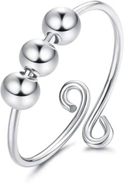 Finrezio 925 Sterling Silber Spinning Zappelringe Für Frauen Männer Angst Sorgen Ringe Einstellbare Feine Perlen Ringe von Finrezio