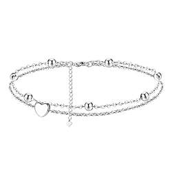 Finrezio Armband Damen 925 Sterling Silber Verstellbares Gliederarmband Zierliche Schmetterling Büroklammer Ovale Kette Herz Perlen Armband Schmuck von Finrezio