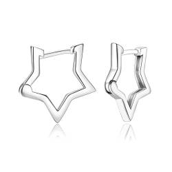 Finrezio Minimalistische Creolen Ohrringe aus 925 Sterlingsilber Star Kleine Rechteckige Huggie Klein Ohrringe Hypoallergen Modisch Geschenk Schmuck für Damen Mädchen von Finrezio