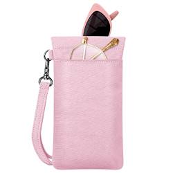 Fintie Doppel Brillenetui für 2 Brillen- Weich Brillentasche zum anhängen - Etui mit Brillenputztuch für Damen Herren Brillen und Sonnenbrille, Rosa von Fintie