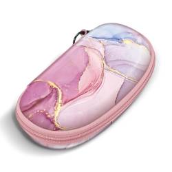 Fintie Hardcase Brillenetui - Reißverschluss Hartschale Sonnenbrillen Etui mit Karabiner - Brillenhülle für Damen Herren große Brillen und Sonnenbrille, Glorreicher Marmor von Fintie