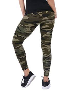 Aventy Damen Camouflage Camo Print Sport Stretchy Workout Military Pants, Armeegrün, One Size, armee-grün, One size von Fioeyr
