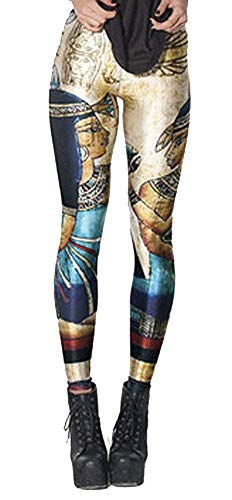 Aventy Damen Einhorn Regenbogen Digital Printed Tight Leggings Stretchy Hose Skinny Pants Workout, Antike Ägyptische, One size von Fioeyr