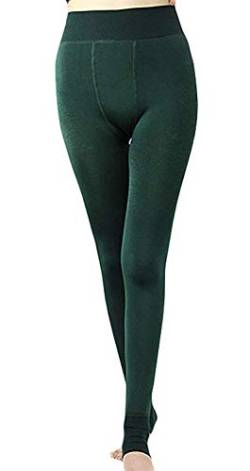 Fioeyr Thermo-Leggings für Damen, Winter, dicker Samt, dehnbar, Fleece-gefüttert, elastisch, hohe Taille, eng anliegend, grün, One size von Fioeyr