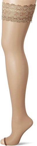 Fiore Damen ELUXA/GOLDEN LINE Classic Halterlose Strümpfe, 20 DEN, Braun (Tan 014), Small (Herstellergröße:2) von Fiore