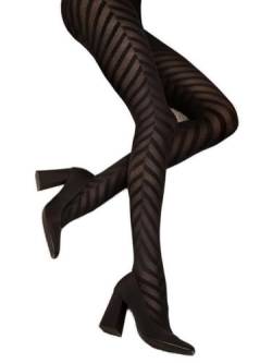 Fiore Damen Strumpfhose BLACK CHANCE gemusterte Feinstrumpfhose 60 DEN Glamour (S) von Fiore