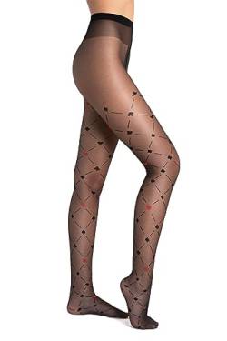 Fiore FLASH DANCE Strumpfhose Damen gemusterte Feinstrumpfhose sexy 15-30den (as3, alpha, m, regular, regular, Poker) von Fiore