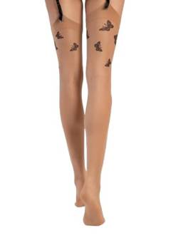 Fiore Farfalle 20DEN Strapsstrümpfe S-L Strapse Strümpfe Nylons Damenstrümpfe (L, Nude) von Fiore