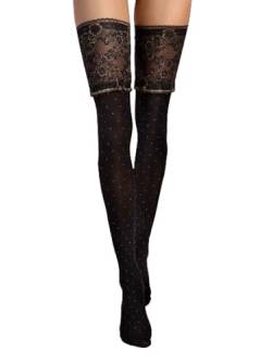 Fiore Notte 40DEN Halterlose Strümpfe S-L Schwarz Damenstrümpfe Nylons Damen (L, Schwarz) von Fiore