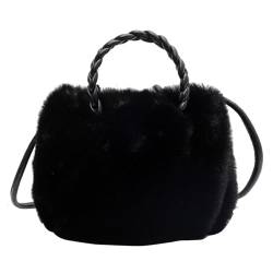 Fiorky Flauschige Tragetasche, Kawaii-Handtasche aus weichem Plüsch, for Damen, elegante Umhängetasche, einfarbig, flauschige Umhängetaschen, kleine Umhängetaschen, kleine Reisetasche von Fiorky