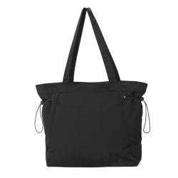 Fiorky Frauen Große Umhängetasche Kordelzug Mode Satchel Bag Side Cinch Leichte Casual Hobo Tasche Reise College Tasche, Schwarz , 250.00x165.00x70.00mm/9.84x6.5x2.76inch von Fiorky