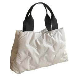 Fiorky Große Kapazität Tote Handtasche Soft Top Griff Tasche Frauen Gesteppte Hobo Handtasche Weibliche Winter Reise Handtasche (Weiß) von Fiorky