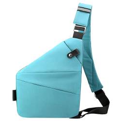 Fiorky Herren-Mode-Brusttasche, kleine Hüfttasche, großes Fassungsvermögen, multifunktionale Gürteltasche, Verstellbarer Riemen, ergonomische Mini-Umhängetasche (Himmelblau, rechte Schulter) von Fiorky
