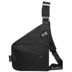 Fiorky Herren-Mode-Brusttasche, kleine Hüfttasche, großes Fassungsvermögen, multifunktionale Gürteltasche, Verstellbarer Riemen, ergonomische Mini-Umhängetasche (schwarz, rechte Schulter) von Fiorky