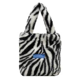 Fiorky Plüsch-Einkaufstasche for Damen, weiche, pelzige Umhängetasche, vielseitige, flauschige Handytasche, Kunstfell-Handtasche, Winter-Einkaufstasche (Stil 1) von Fiorky