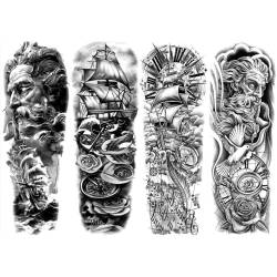 Fiorky Temporäre Tattoos for Erwachsene, Männer, Frauen, Kinder, Aufkleberfiguren, 3D, wasserfest, Tattoo, Segelboot, Körpertätowierung, Aufkleber, Piraten-Kunstaufkleber-Set, Fake-Tattoo von Fiorky