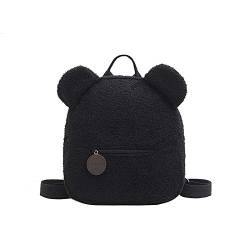 Lässige Fleece-Umhängetasche in Bärenform für Frauen und Mädchen, Reise-Einkaufs-Rucksäcke, lässiger Herbst-Winter-Lamm-Fleece-Damen-Taschen-Rucksack, niedlicher Bärenförmiger Schulter-Rucksack, von Fiorky