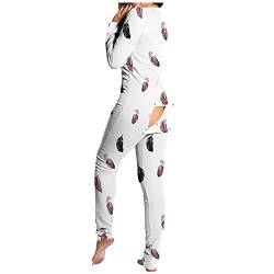 Firally Damen Yoga Jumpsuits Frauen-Sweatshirt Button-Down-Halloween-Druck-Hintern-Klappe mit V-Ausschnitt, Overall-Nachtwäsche Vinyl Body von Firally