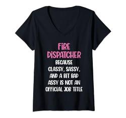 Damen Lustiger Feuerwehrmann, weiblicher Feuerwehrmann T-Shirt mit V-Ausschnitt von Fire Dispatcher Apparel