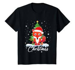 Kinder Weihnachtsshirts für Kinder, niedlicher Fuchs-Weihnachtsmann-Schlafanzug T-Shirt von Fire Fit Designs