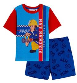 Fireman Sam Kurzpyjamas für Jungen Kurze Pyjamas Shorts und T-Shirt Kinder Feuerwehrmann Nachtwäscheset, Blau, 98 von Fireman Sam