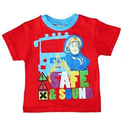 T-Shirt Safe & Sound | Feuerwehrmann Sam | Größe 92-116 | Kinder Jungen Shirt, Größe:98, Farbe:Rot von Fireman Sam