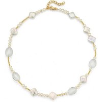 Firetti Collier Schmuck Geschenk Halsschmuck Halskette Silberkette Kugelkette Perle, Made in Germany - mit Bergkristall und Süßwasserzuchtperle von Firetti