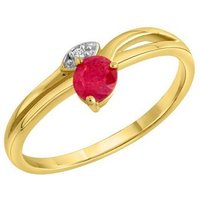 Firetti Fingerring Schmuck Geschenk Gold 375 Damenring Goldring Blütenranke, mit Rubin, Zirkonia (synth) von Firetti