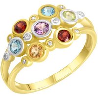 Firetti Fingerring Schmuck Geschenk Silber 925 Silberring Multi, Amethyst, Blautopas (beh), Citrin, Granat, Peridot, Zirkonia (synth) von Firetti