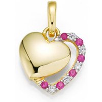 Firetti Kettenanhänger Schmuck Geschenk Gold 333 Halsschmuck Anhänger für Halskette Herz, mit Rubinen und Zirkonia (synth) von Firetti
