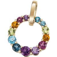 Firetti Kettenanhänger Schmuck Geschenk Silber 925 Halsschmuck Anhänger Kreis Regenbogen, mit Topas (behandelt), Amethyst, Rhodolith, Citrin, Peridot, Topas von Firetti