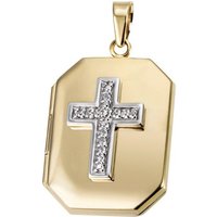 Firetti Medallionanhänger Schmuck Geschenk Gold 375 Halsschmuck Anhänger Medaillon Kreuz, mit Diamant von Firetti