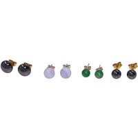 Firetti Ohrstecker-Set Multipack Schmuck Geschenk Silber 925 Ohrschmuck Ohrringe (Set, 8-tlg), Made in Germany - mit Hämatit, Jade, Chalcedon von Firetti