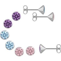 Firetti Ohrstecker-Set Multipack Schmuck Geschenk Silber 925 Ohrstecker Glitzer (Set, 6-tlg), mit Zirkonia (synth) von Firetti